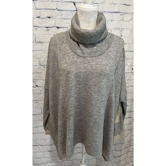 THML Grey Oversized Baggy Turtleneck Sweater With Elbow Patches Size X- Small XS - Picture 1 of 6